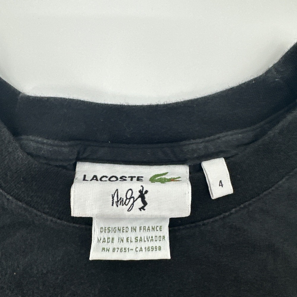 Lacoste Andy Roddick Black Crew Neck Limited Run Graphic T Shirt Size 4 VTG - Picture 4 of 6